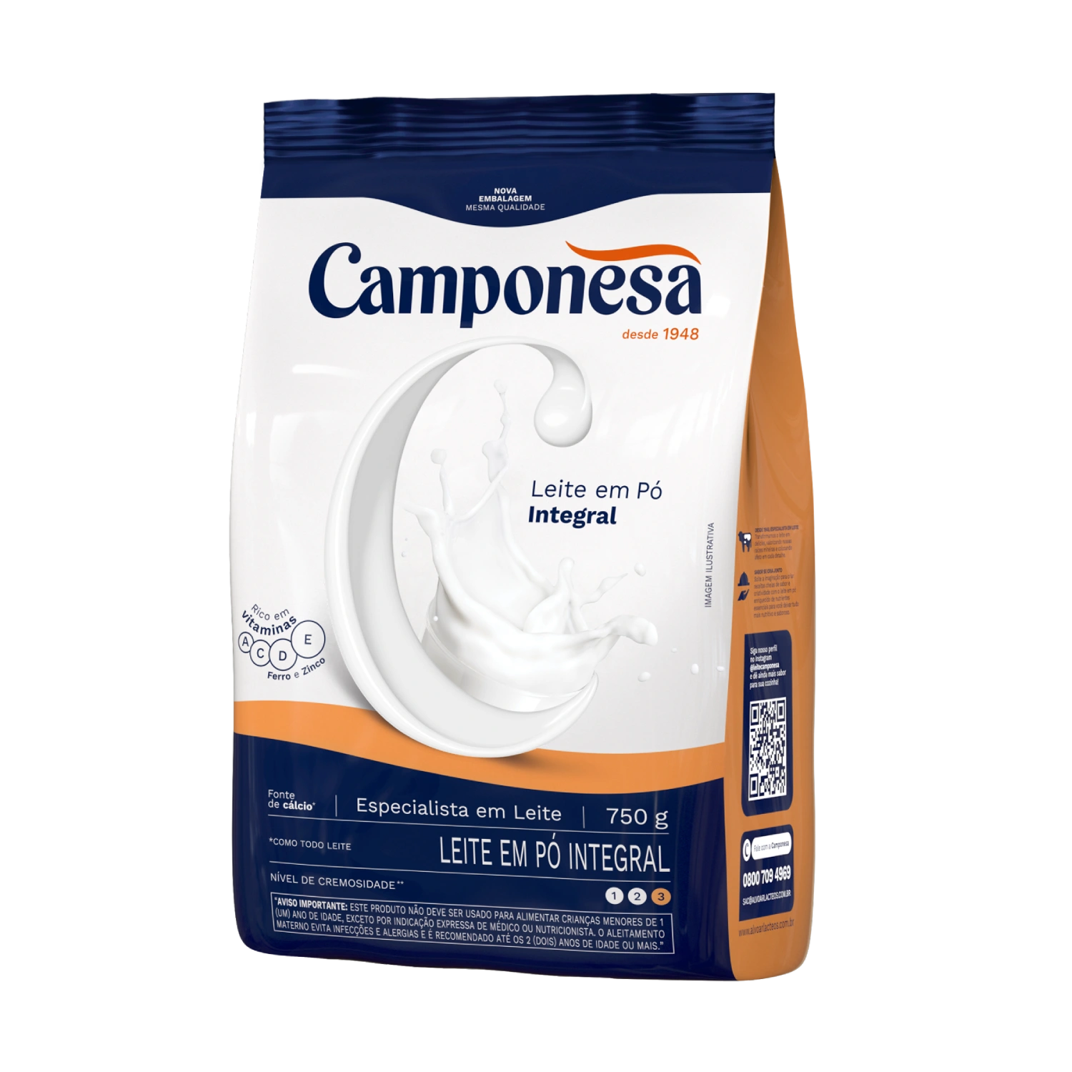 Leite em Pó Camponesa Integral e Instantâneo