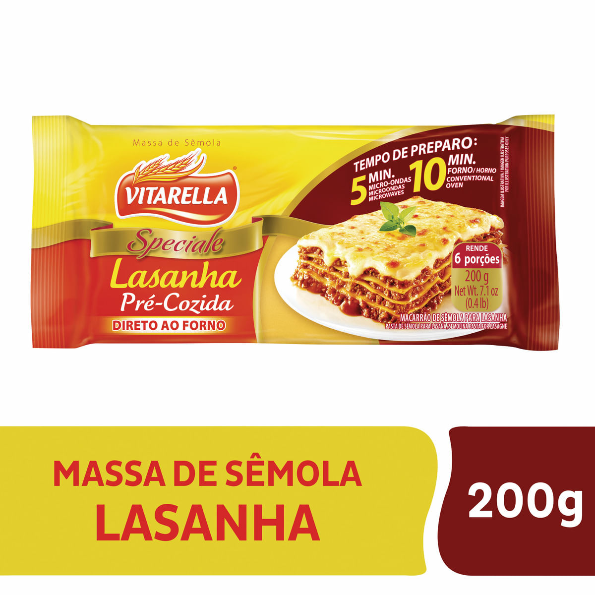 Massa sêmola lasanha Vitarella pré 